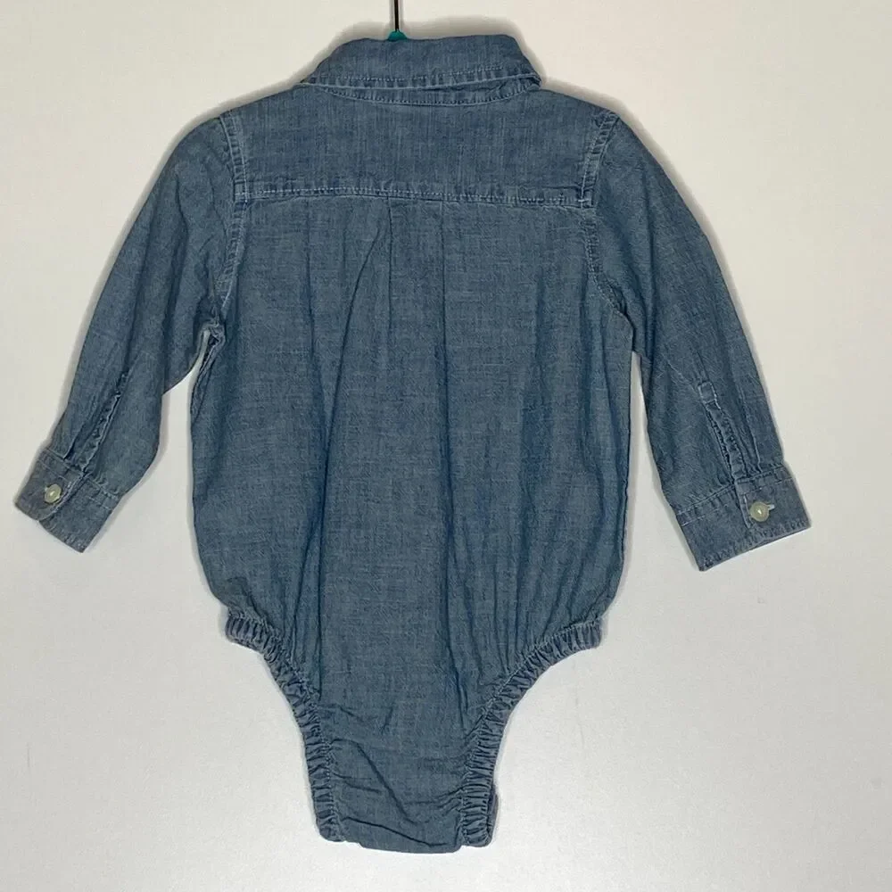 New Gap Chambray Bodysuit Toddler Baby Boys Size 12-18 Months